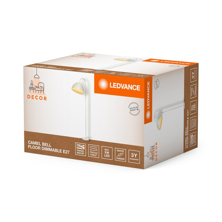 Lampa Podłogowa Oprawa Stojąca Dekoracyjna E27 Biały Ściemnialna Decor Ledvance