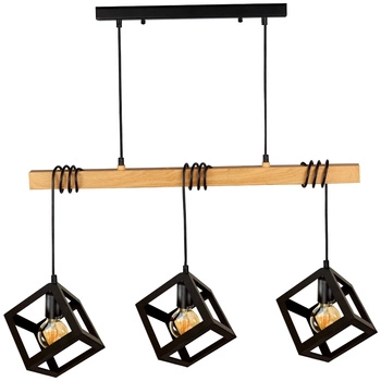 Lampa Wisząca Sufitowa SWEDEN 3x E27 Zwis Drewno Czarny GOLDLUX (Polux)