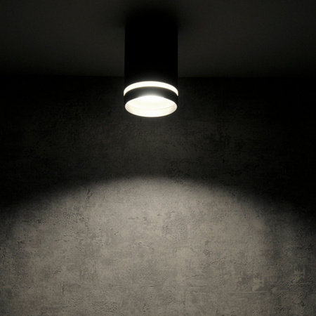 Oprawa Sufitowa Natynkowa FABRI GU10 Tuba Spot Okrągła Ruchoma Czarna Szklany Ring GOLDLUX