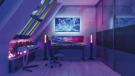 Inteligentna Lampa Stojąca LED 8W SMART+ WiFi RGB Funkcja Muzyki z Pilotem Ściemnialna Czarna Moodlights LEDVANCE