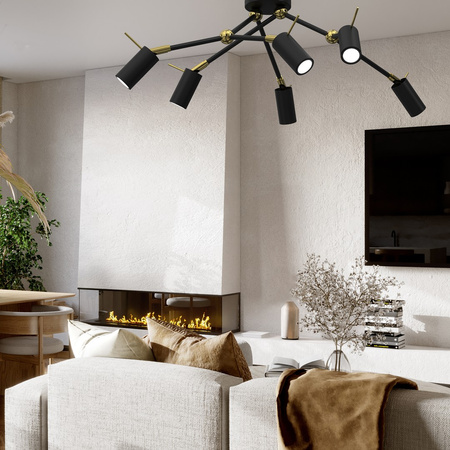 Lampa Sufitowa IRIS Czarna Złota 6x mini GU10 Milagro