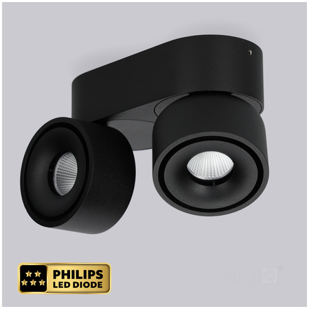 Oprawa Sufitowa Reflektor Regulowany LED 18W 1050lm 3000K Ciepła Ściemnialna CRI90 Czarna Lahti Kobi