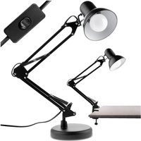 Lampka Biurkowa Kreślarska Stołowa E27 TOBI Czarna Lumiled + Uchwyt na Blat