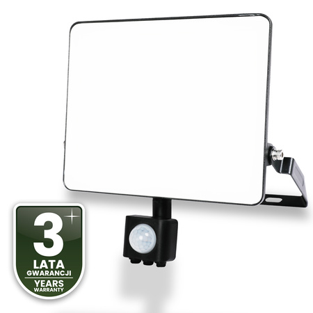Naświetlacz LED AZZLER 50W 6000lm 4000K IP44 Halogen Zewnętrzny Lampa z Czujnikiem Ruchu Czarny LUMILED