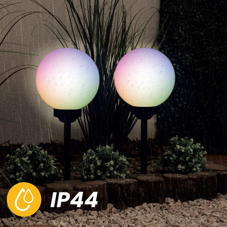 Lampa Solarna Ogrodowa LED ATRIS Wbijana Naziemna Biała Kula 20cm RGB LUMILED