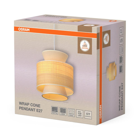 Lampa Sufitowa Wisząca Dekoracyjna Zwis E27 Beżowa Raffia Decor Wrap Osram