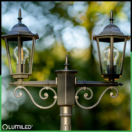 Lampa Ogrodowa Stojąca LED Słupek 2m 2x E27 Latarnia Zewnętrzna Dekoracyjna BELLIS LUMILED