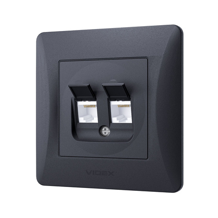 Gniazdo Podwójne Komputerowe RJ45 Natynkowe Czarne BINERA VIDEX