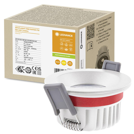 Panel LED Oprawa Podtynkowa Punktowa 8W 640lm 3000K Ciepła Ściemnialna Oczko Spot Biały Fire Rated Ledvance