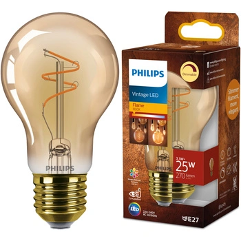 Żarówka LED E27 A60 3.1W = 25W 270lm 1800K Ciepła CRI90 300° FILAMENT Vintage Bursztynowa Ściemnialna Decorative Philips