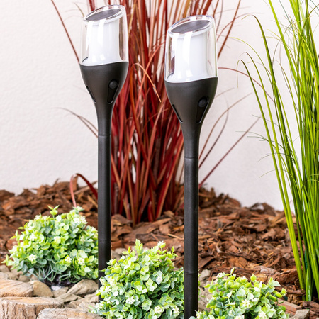 Zestaw 4x Lampa LED ogrodowa Pochodnia Solarna Słupek 65 cm Płomień Czujnik Zmierzchu