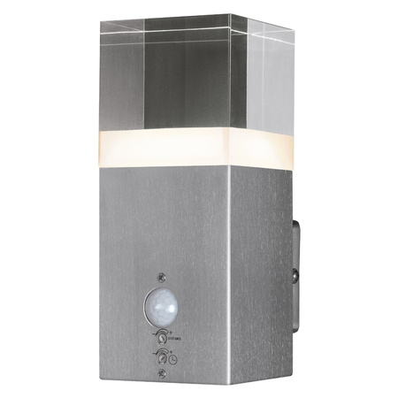 Lampa Ogrodowa Zewnętrzna Kinkiet Elewacyjny LED 4.9W 400lm 3000K IP44 Srebrny Z Czujnikiem Ruchu i Zmierzchu Endura Ledvance