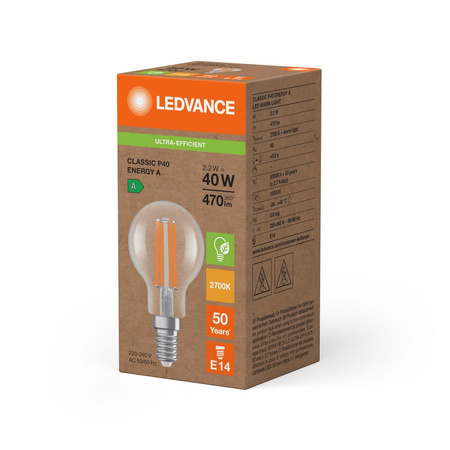 Żarówka LED Kulka E14 P45 2.2W = 40W 470lm 2700K Ciepła 320° Ledvance