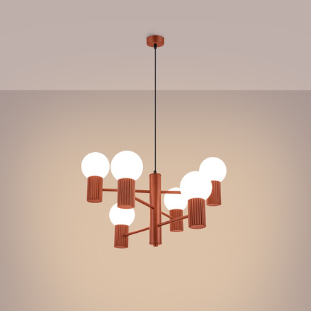 Lampa Wisząca Żyrandol 6x G9 Aluminiowa Ochra czerwona Halo French Sky SL.1833 Sollux