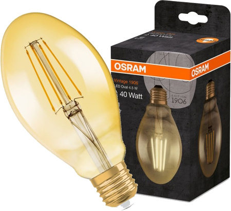 Żarówka LED E27 OVAL 4,5W = 40W 470lm 2500K Ciepła 360° OSRAM Vintage 1906