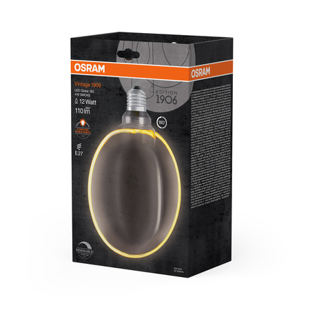 Żarówka LED Dekoracyjna G183 Kula E27 4W = 12W 110lm 1800K Ciepła 330° Dymiona Filament Ściemnialna Vintage 1906 Osram