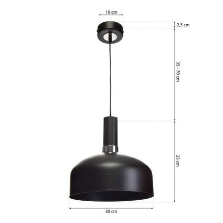 Lampa wisząca czarna chrom żyrandol MiLAGRO MALMO 1x E27