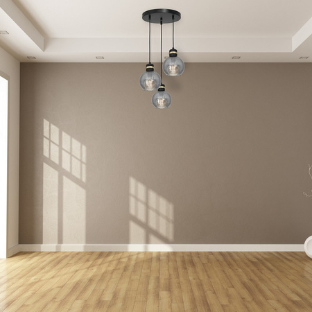 Lampa wisząca OMEGA 3xE27 Przydymione Szkło Kula MLP6533 Milagro Metal + Szkło