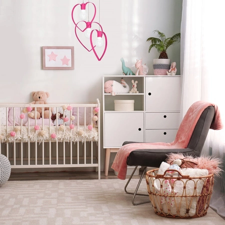 Lampa wisząca AMORE 3xE27 Serce Dziewczęca Ciemny Róż MLP9957 Milagro Metal