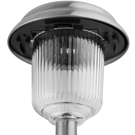 Lampa Solarna Ogrodowa LED Wbijana Zewnętrzna 6000K Zimna Chrom 41cm