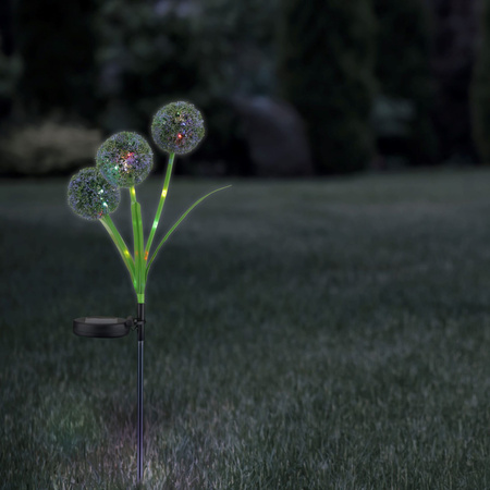 Lampa Solarna LED Dekoracyjna Wbijana Czosnek Kwiat Ogrodowy IP44 z Czujnikiem Zmierzchu Allium Color Sanico Goldlux