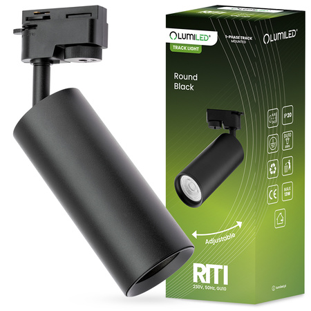 Reflektor Szynowy GU10 Czarny RITI Lampa do Szynoprzewodów Jednofazowych LUMILED