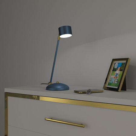 Lampka Biurkowa Stołowa LED ARENA Niebieska Złota 1xGX53 Milagro