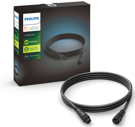 Kabel Przedłużający Zewnętrzny 5m IP67 Czarny Outdoor LowVolt Accessory Philips HUE