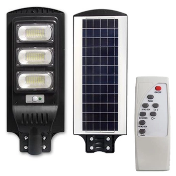 Lampa LED solarna uliczna czarna 150W 6000K zimna IP65 czujnik ruchu i zmierzchu + pilot