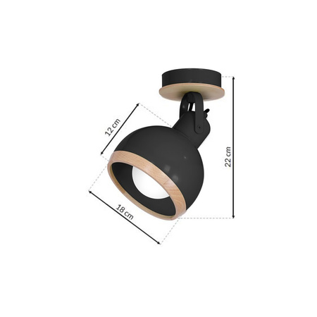 Lampa Ścienna Kinkiet OVAL Czarna 1xE27 Milagro