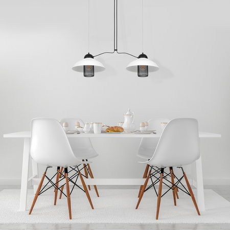 Lampa wisząca BJORN 2xE27 Retro Ozdobne Osłony Żarówek Biała MLP4810 Milagro Metal