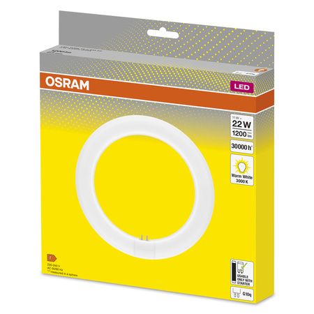 Świetlówka LED T9 Kołowa G10q 11W = 22W 1200lm 3000K Ciepła 110° LED TUBE EM Osram