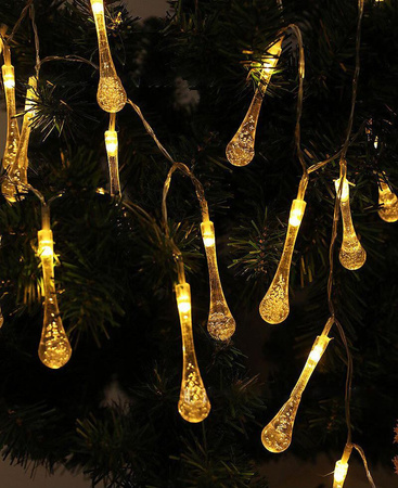 Girlanda Solarna Ogrodowa 20x LED Ciepła 5.8m Łańcuch Świetlny Łezki Sople