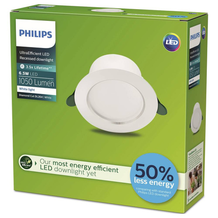 Oprawa Podtynkowa Wpuszczana LED 6.5W 1050lm 4000K Biała Diamond Philips