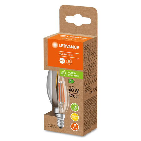 Żarówka LED B35 E14 2.5W = 40W 470lm 2700K Ciepła Biała FILAMENT LEDVANCE