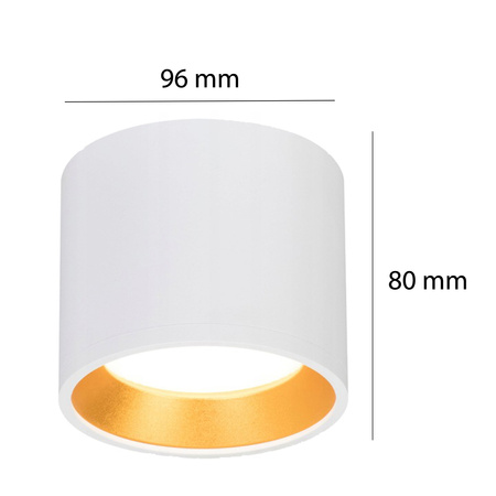 Oprawa Natynkowa LED GOLDA Halogenowa Sufitowa GX53 Tuba Okrągła Biało - Złota