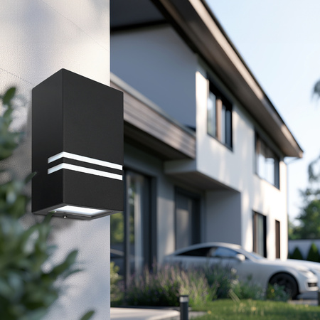 Lampa Ogrodowa Kinkiet Elewacyjny Zewnętrzny GU10 IP44 Czarna Quazar Kobi