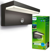 Lampa Ogrodowa LED Kinkiet Elewacyjny BUSTAN 3,8W Czujnik Ruchu 4000K Neutralna IP44 Antracyt PHILIPS
