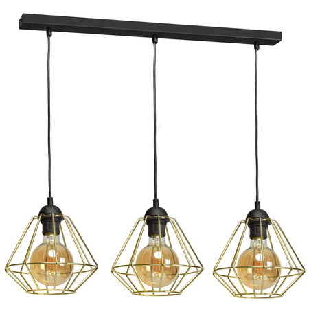 Lampa wisząca LUPO 3xE27 Geometryczny Kształt Loft Czarna Złota MLP6271 Milagro Metal