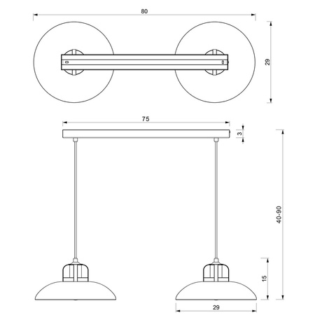 Lampa Wisząca Sufitowa FELIX Czarna Złota 2xE27 Milagro