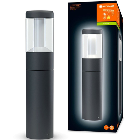 Lampa Ogrodowa Zewnętrzna Stojąca Słupek 12W 610lm 3000K IP54 Szary Endura Ledvance