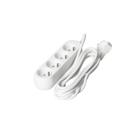 Przedłużacz Sieciowy Wtyk 4x Gniazdo z Uziemieniem Listwa Zasilająca 3m Biały Linea Kobi