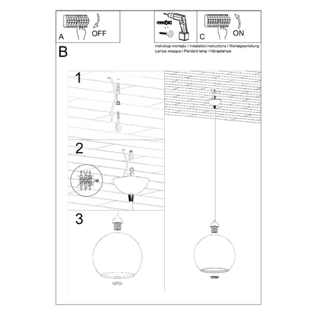 Lampa Sufitowa Wisząca Zwis Kula E27 Okrągła Żółta Minimalistyczna Ball Sollux