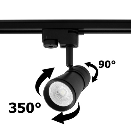 Reflektor Szynowy GU10 Czarny AURA Lampa do Szynoprzewodów Jednofazowych