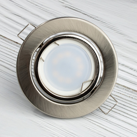 Oprawa HALOGENOWA Podtynkowa Ruchoma Okrągła Satyna Blacha GU10 MR16