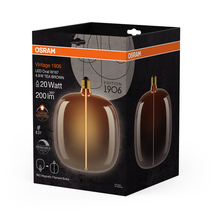 Żarówka LED Dekoracyjna E27 4.8W = 20W 200lm 1800K Ciepła 320° Bursztynowa Filament Ściemnialna Vintage 1906 Osram