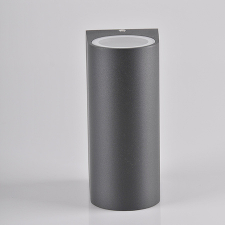 Kinkiet ogrodowy zewnętrzny góra dół na LED 2x GU10 BOSTON GOLDLUX (Polux) ALUMINIUM SZARY owalny