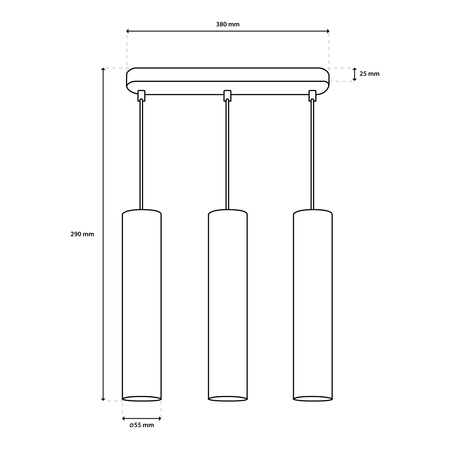 Lampa Wisząca Sufitowa Zwis 29cm Reflektor 3x GU10 LED SOPLO Czarny LUMILED