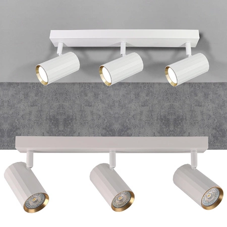 Oprawa Ścienno-Sufitowa Reflektor Punktowy 3x GU10 Biała Złota NICEA Sanico Goldlux
