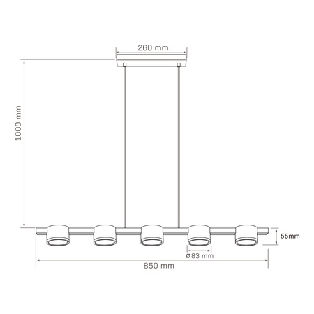 Lampa Sufitowa Wisząca Zwis 5x GX53 Czarna MIRELLA Sanico Goldlux